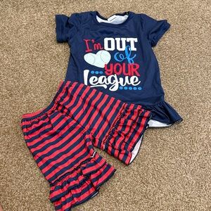 Navy and Red Striped Outfit Set